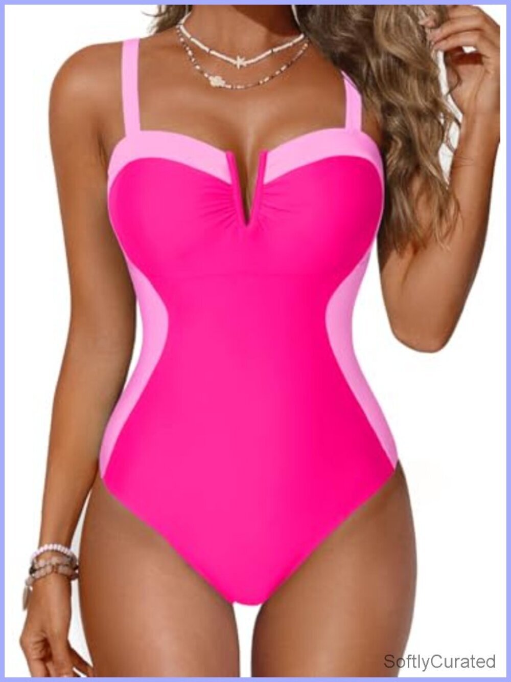 Tummy Control One Piece Swimsuit with Crisscross Back and Adjustable Straps
